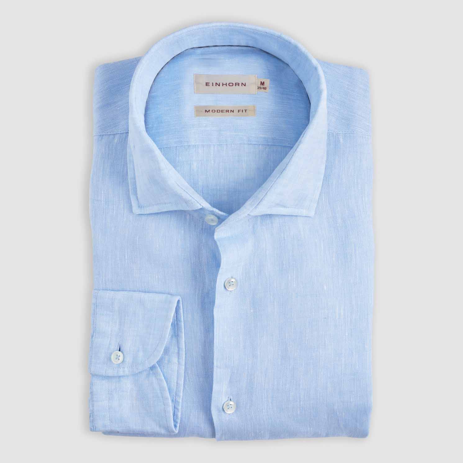 Modern Fit Leinenhemd Hellblau