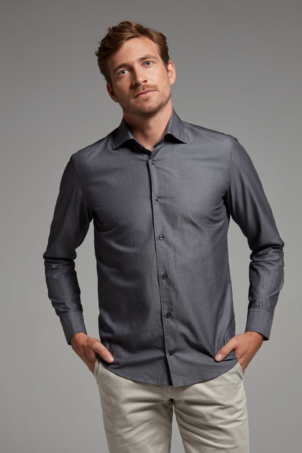Hemd Modern Fit Twill Schwarz - Eleganter Allrounder.