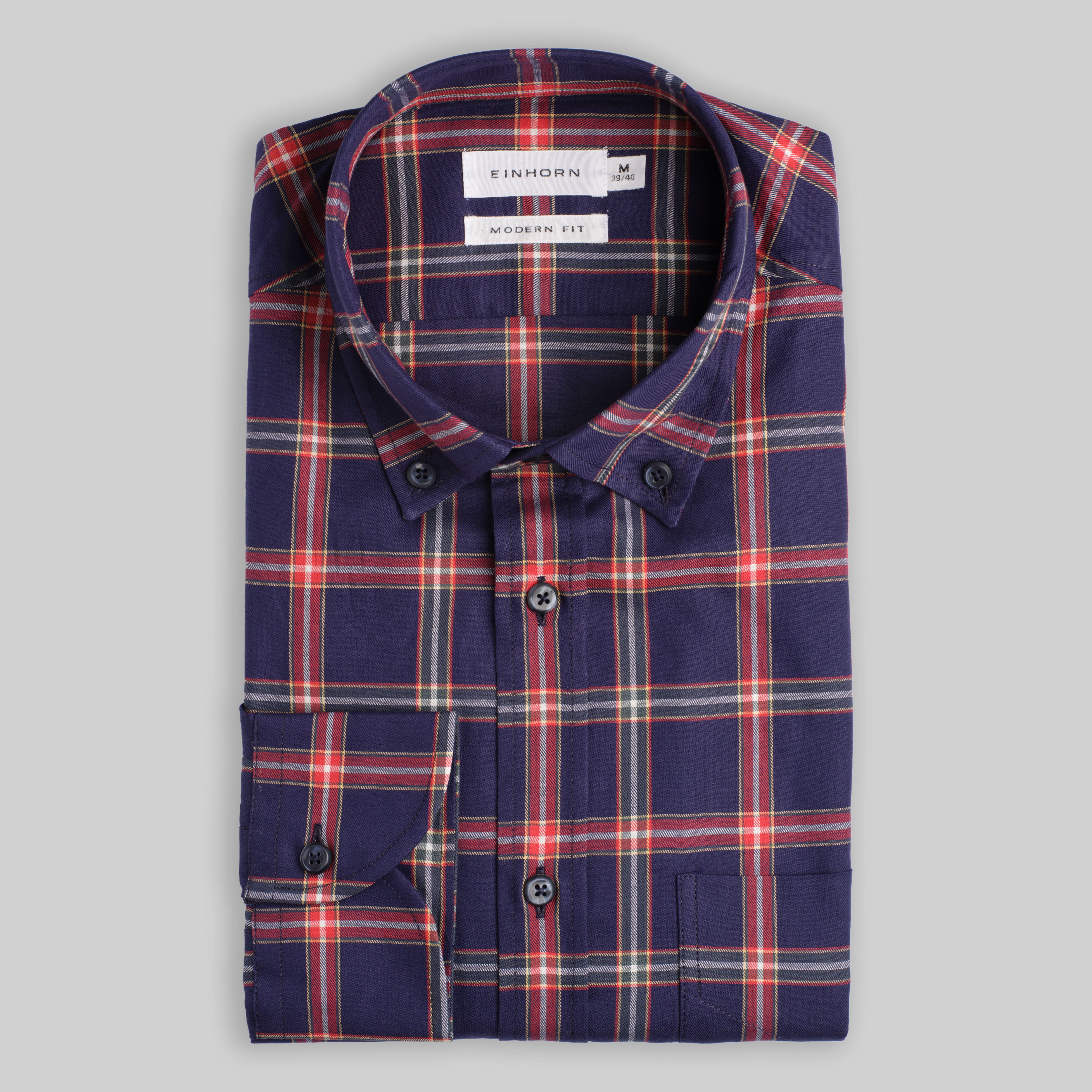 Flanellhemd Modern Fit mit Tartanmuster blau