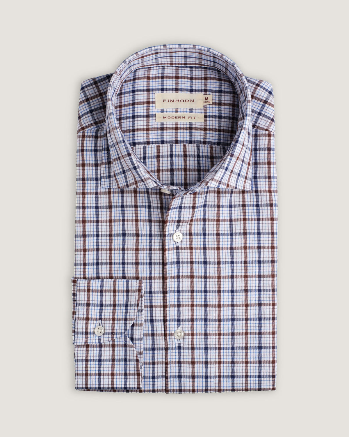 Hemd Modern Fit Karo Navy/Braun