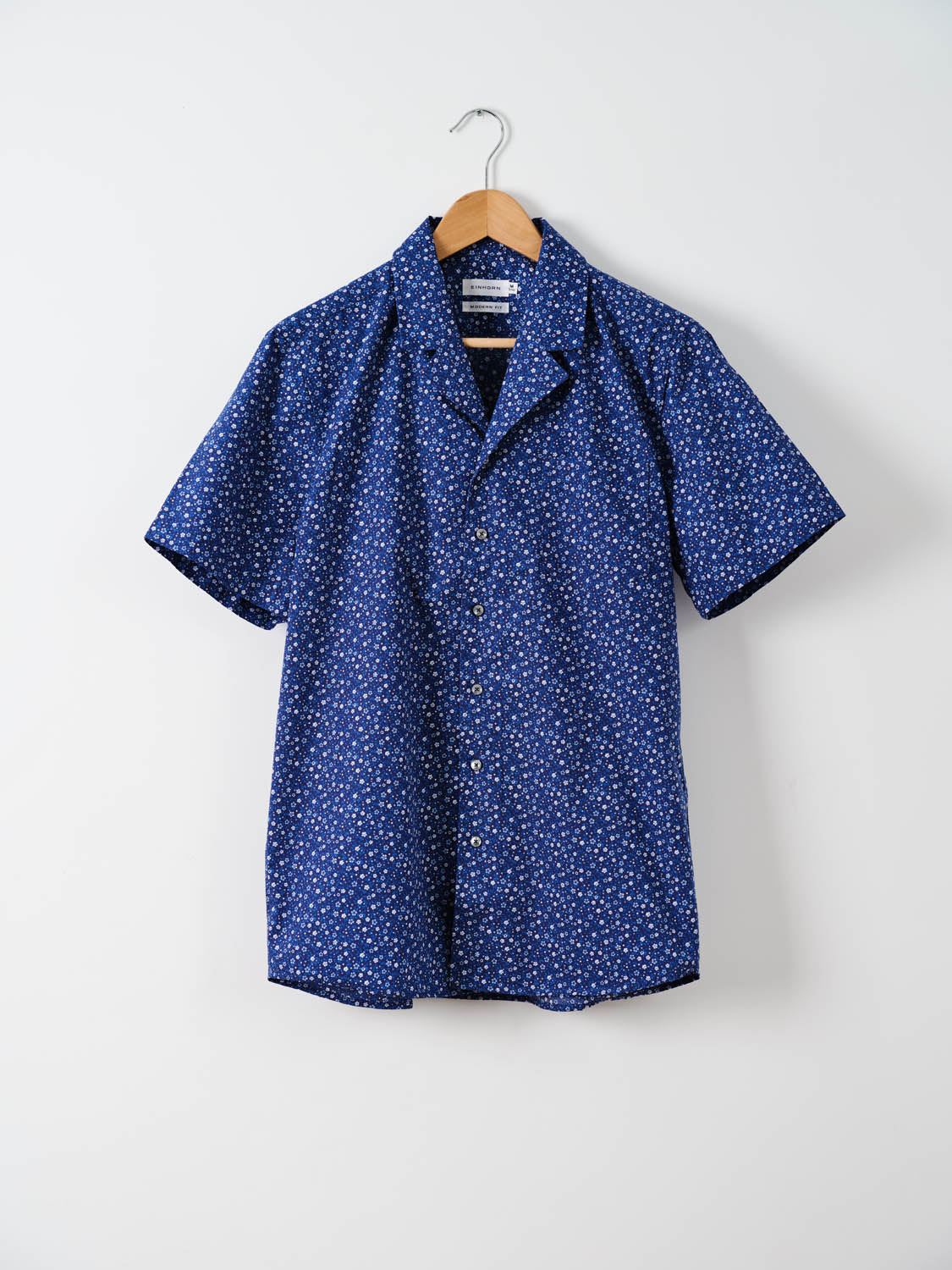 Resort Shirt Gewaschen Print Blau