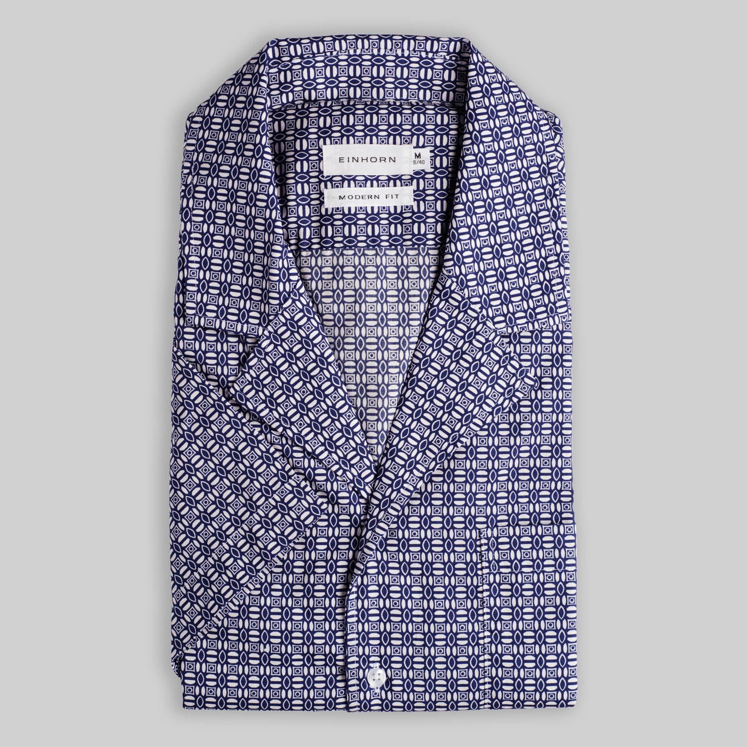 Resort Hemd Colin Gewaschen Floralem Print Blau / Weiss