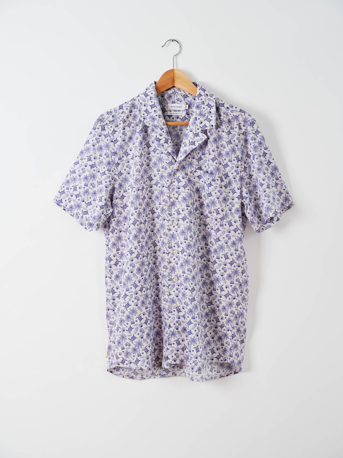 Kurzarmhemd Colin Gewaschen Print Blau