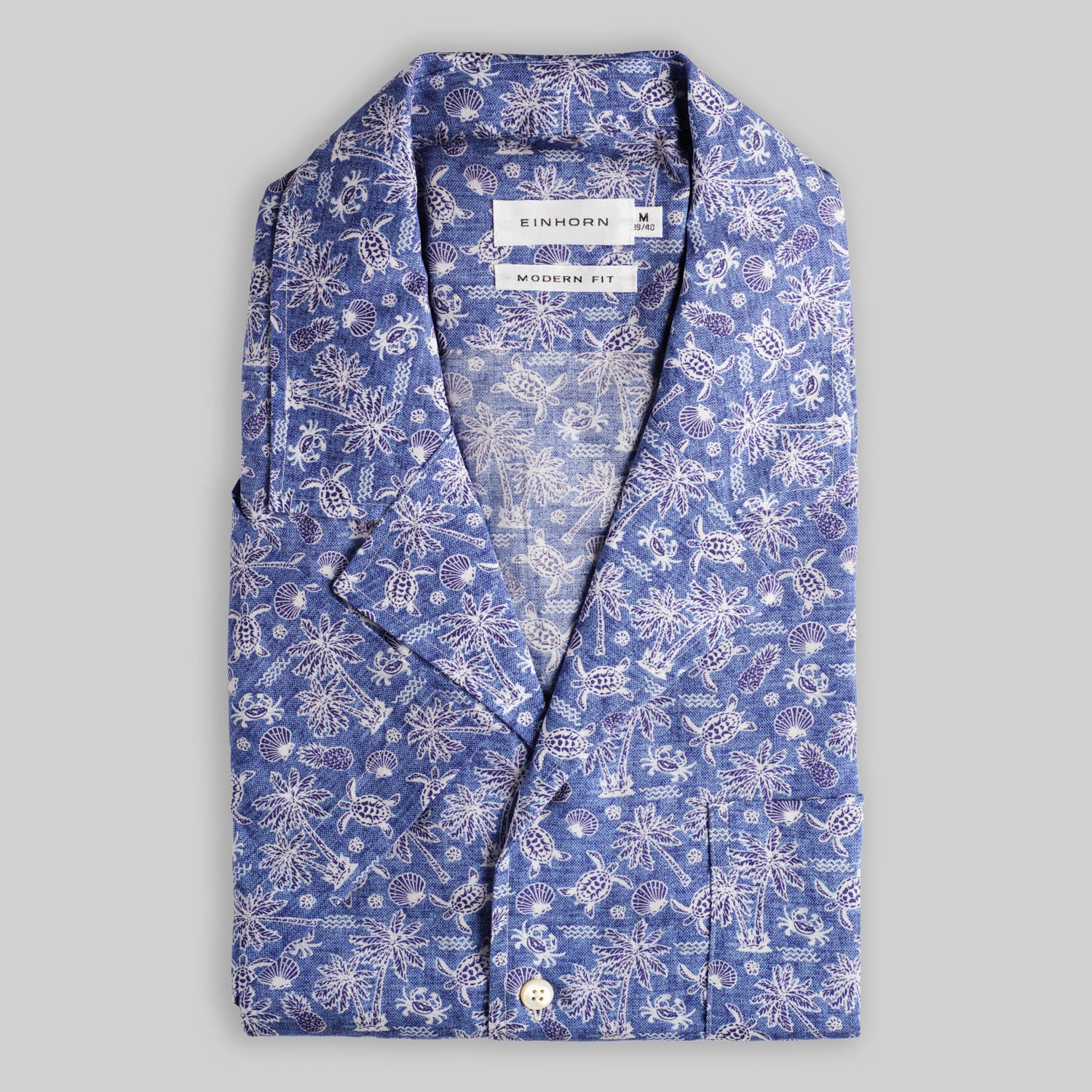 Resort Shirt Gewaschen Print Blau