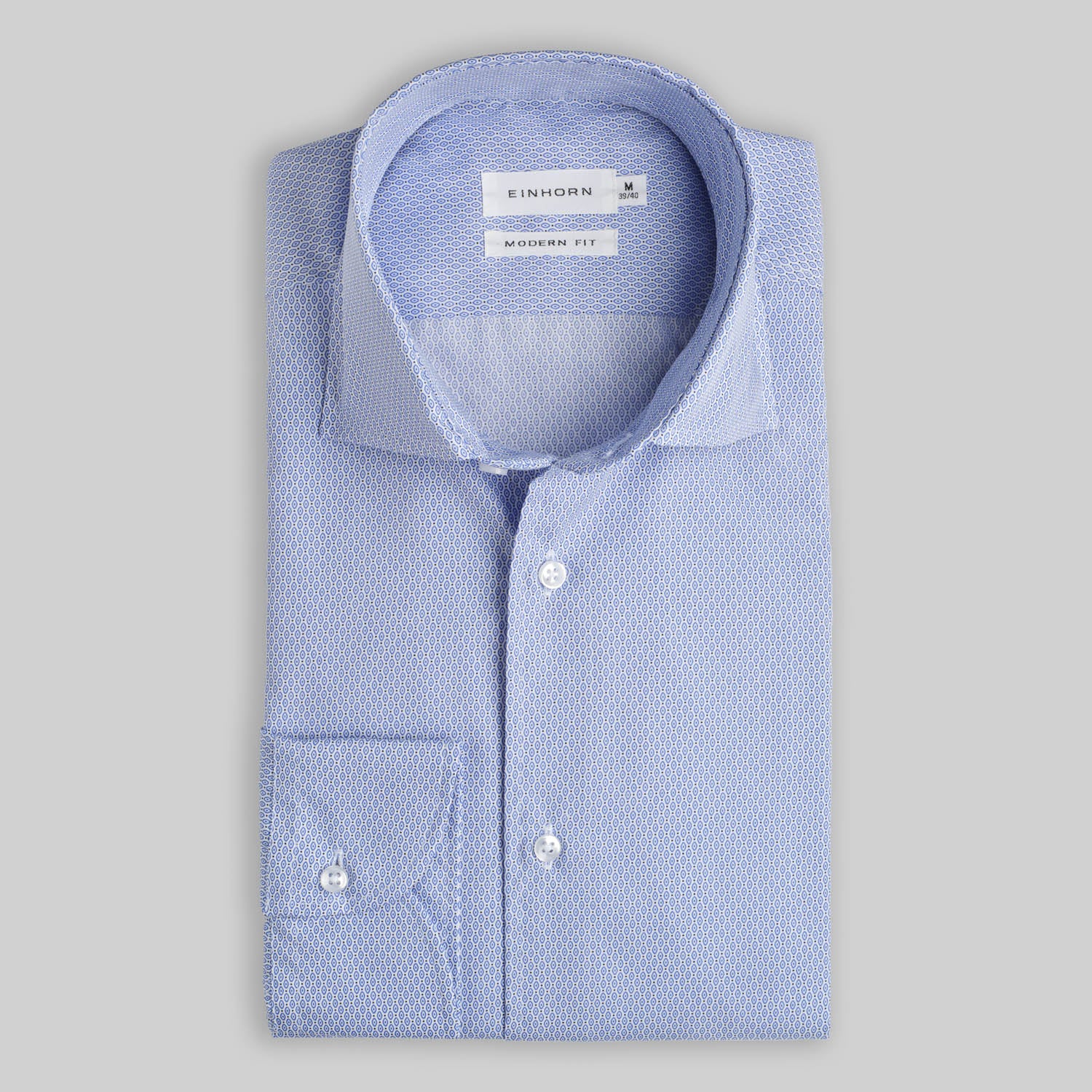 Hemd Modern Fit Gewaschen Floralem Print Blau / Weiss