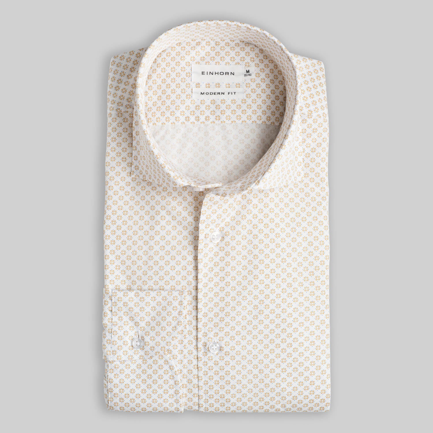 Hemd Modern Fit Gewaschen Print Beige