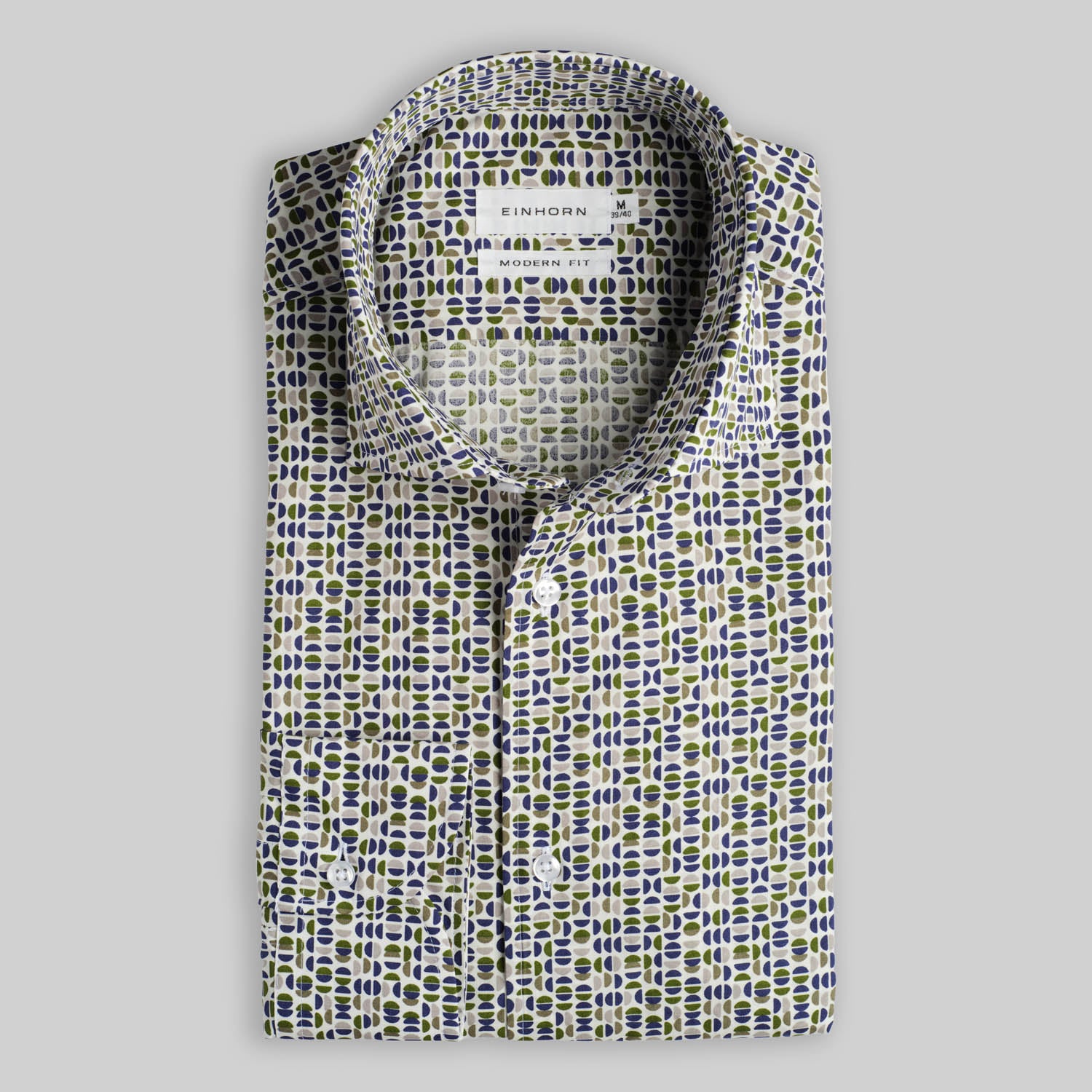 Hemd Modern Fit Gewaschen Print Navy / Grün