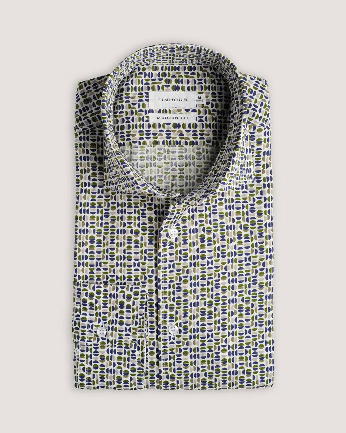 Hemd Modern Fit Gewaschen Print Navy/Grün