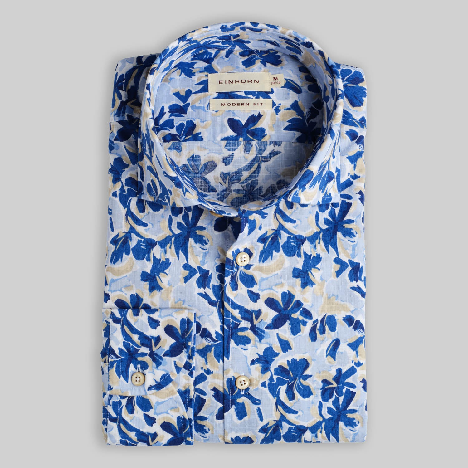 Hemd Modern Fit Gewaschen Floralem Print Navy / Blau