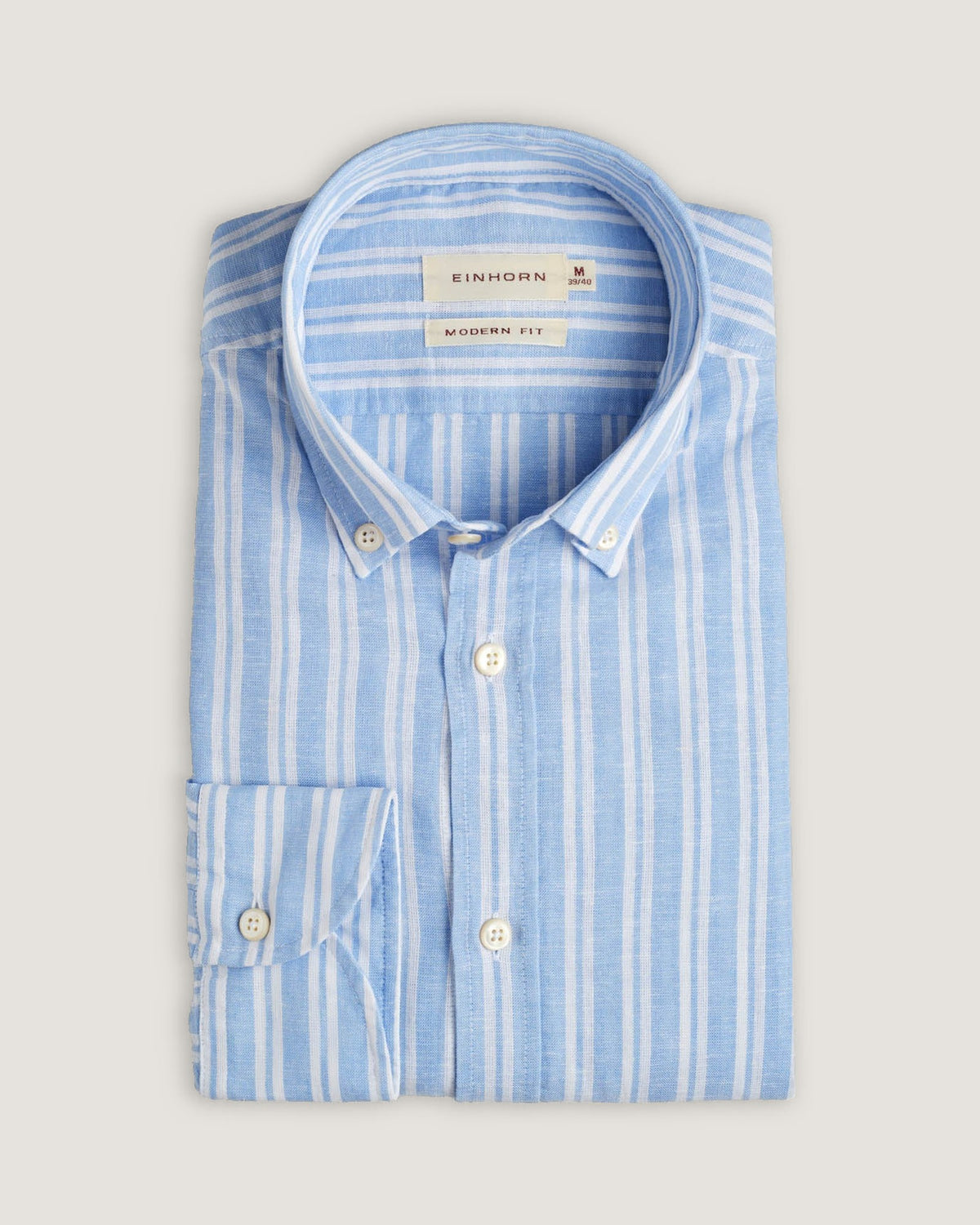 Leinenhemd Modern Fit Button Down Blau Gestreift