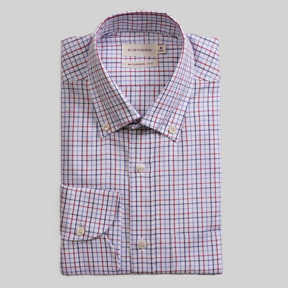 Modern Fit Hemd mit feinem Liniendesign – 100 % Baumwolle, Haikragen & lange Ärmel. Elegant, atmungsaktiv & ideal für Business-Casual und Freizeit.