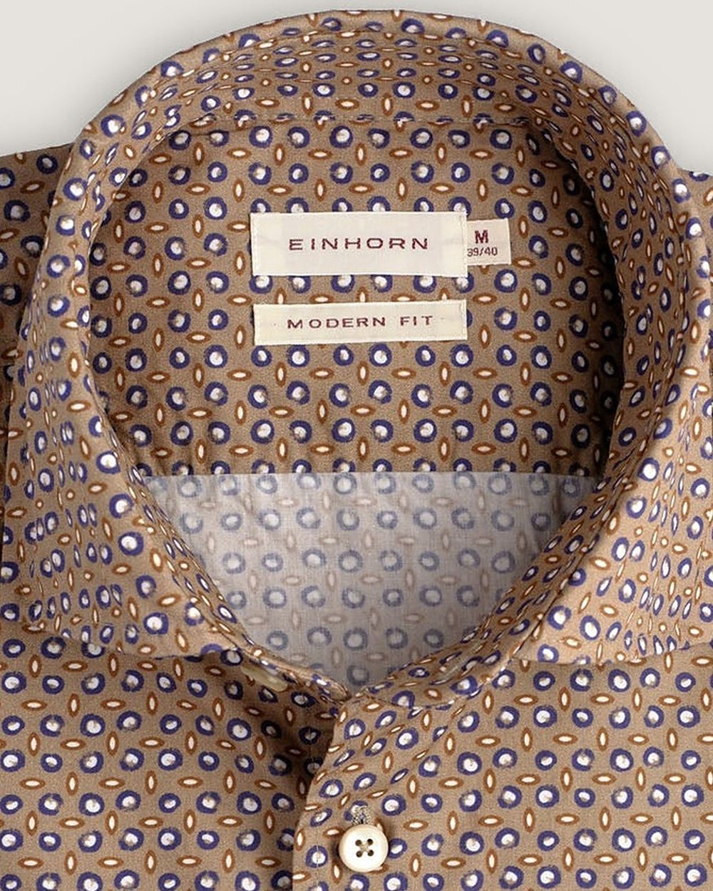 Hemd Modern Fit Print Beige, Detail Kragen