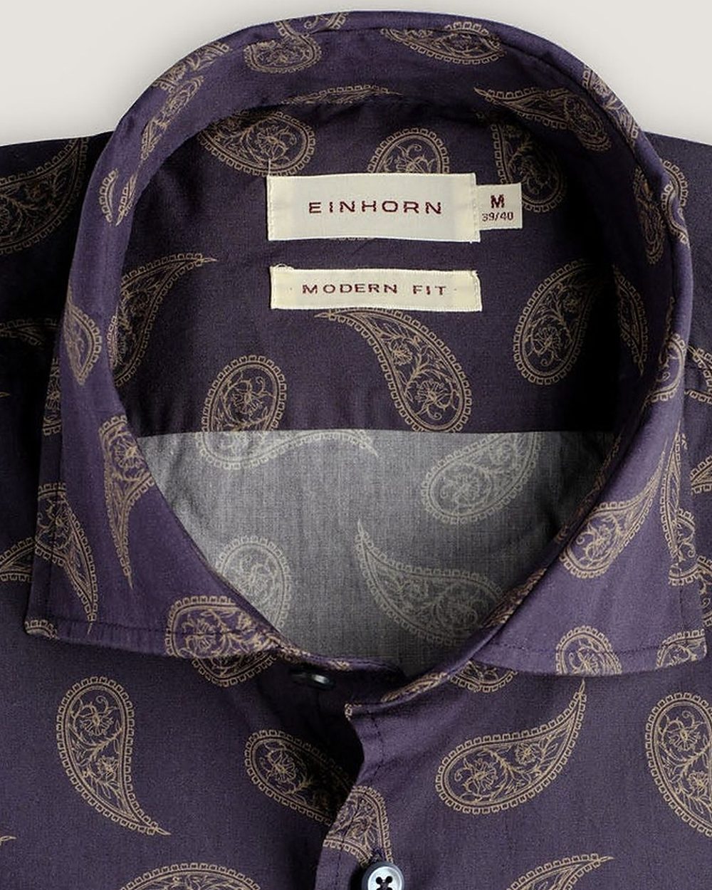 Hemd Modern Fit Paisley Blau, Detail Kragen