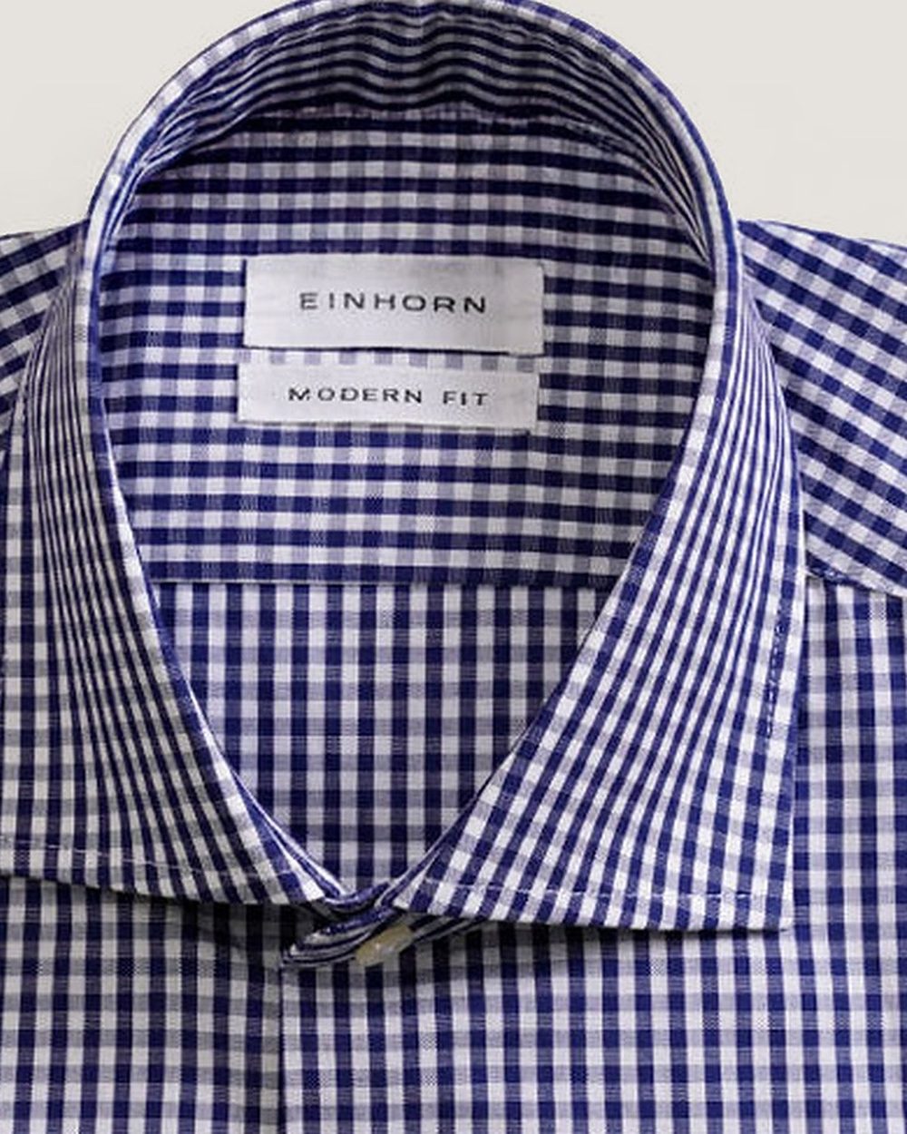 Hemd Modern Fit Blau/Weiss Kariert, Detail Kragen