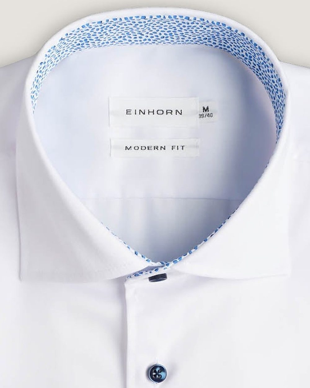 Hemd Modern Fit Gewaschen Weiss, Detail Kragen