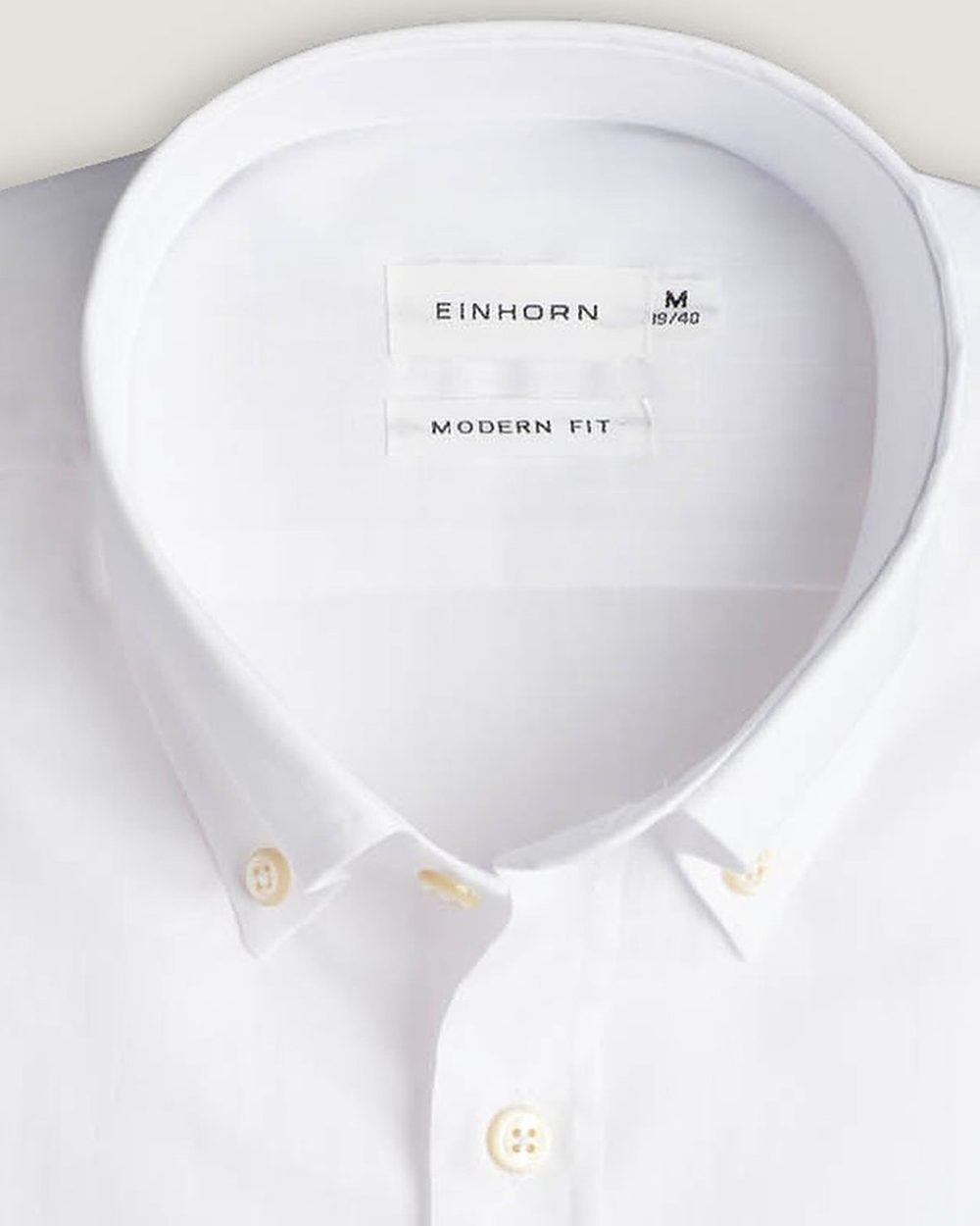 Hemd Modern Fit Button Down Gewaschen Weiss, Detail Kragen