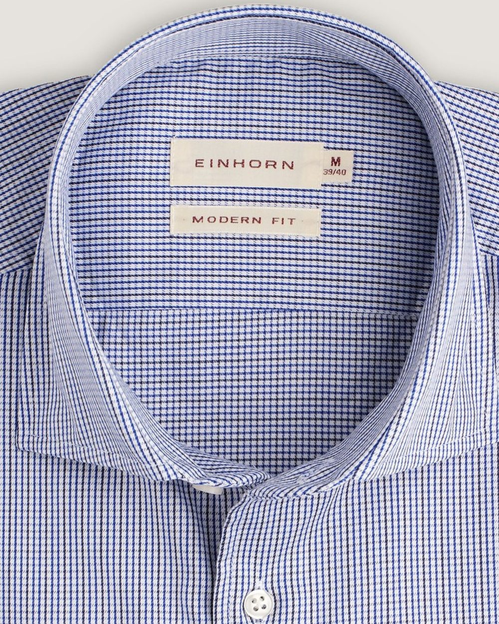 Hemd Modern Fit Mikro Karo Navy, Detail Kragen