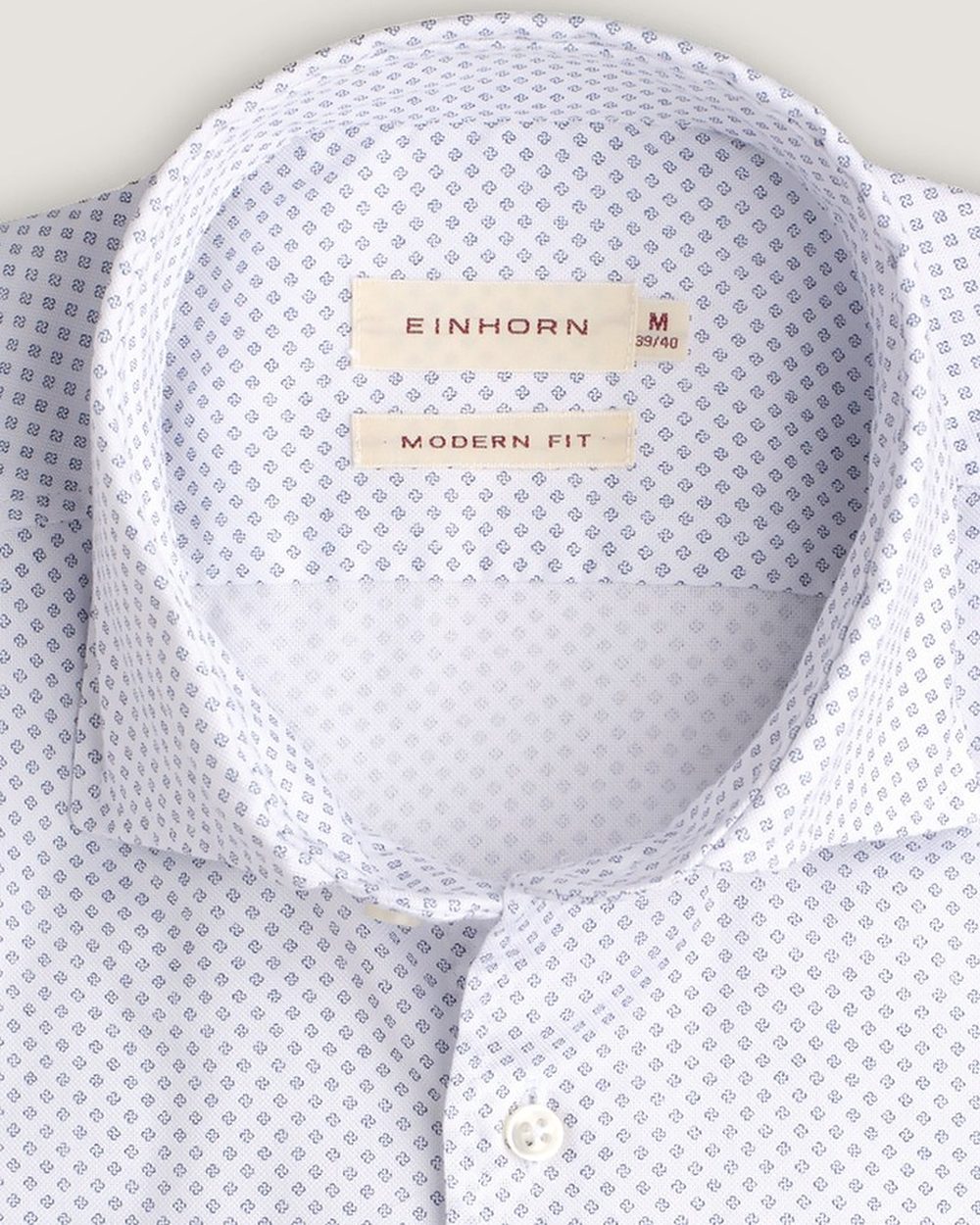 Hemd Modern Fit Mikroprint Weiss/Blau, Detail Kragen