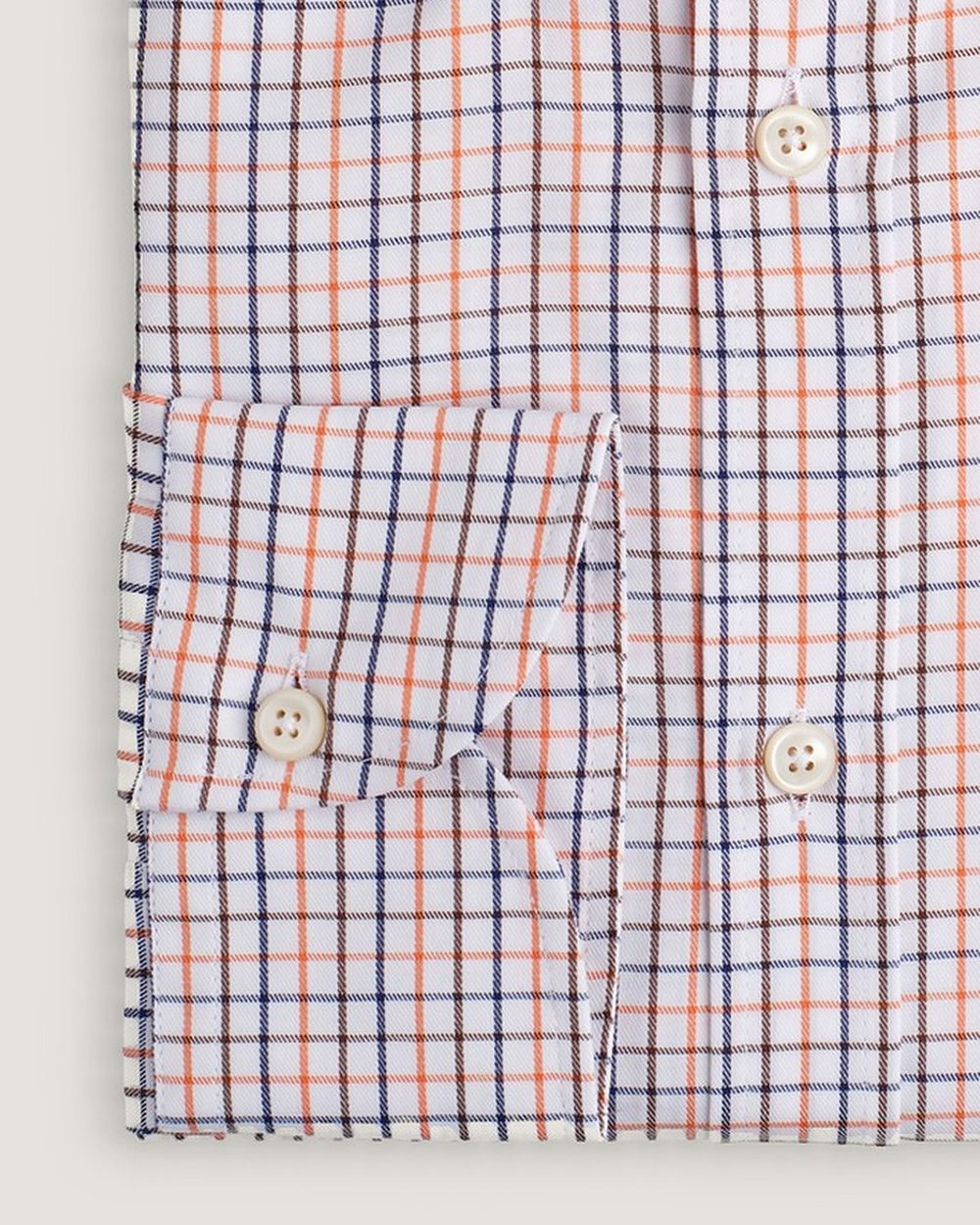 Hemd Modern Fit Twill Kariert, Detail Manschette und Stoff