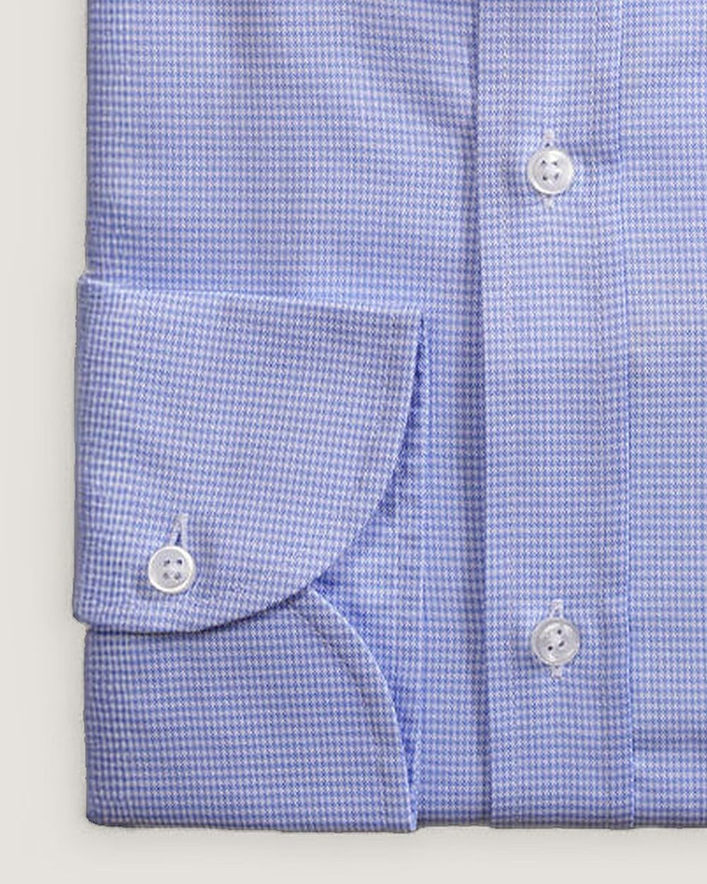 Hemd Modern Fit Mikrokaro Blau, Detail Manschette und Stoff