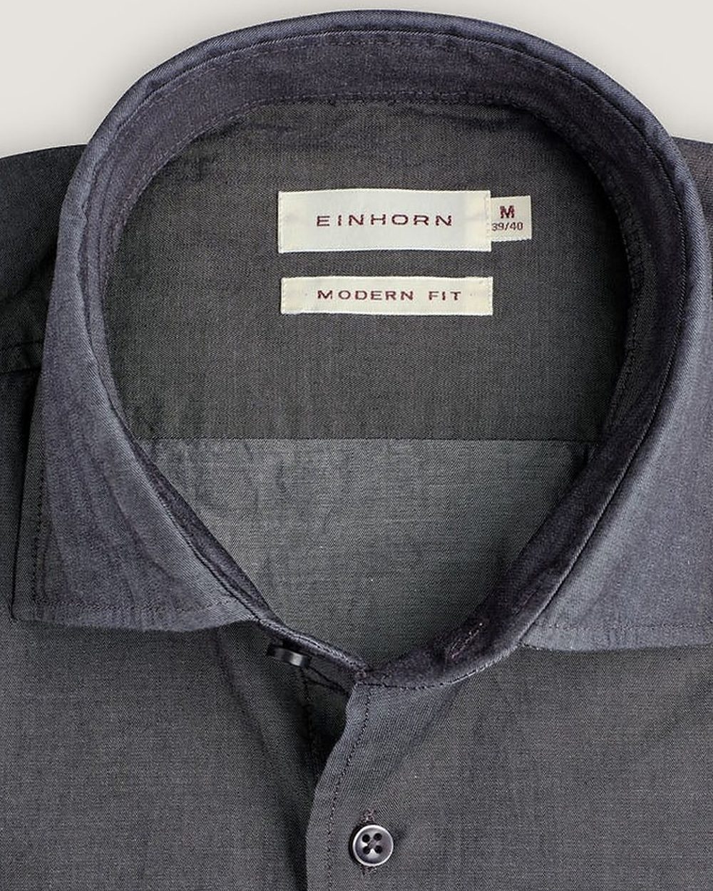 Hemd Modern Fit Twill Schwarz, Detail Kragen