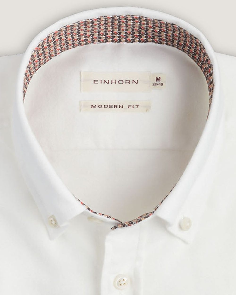 Hemd Modern Fit Weiss mit Kontrastbesatz, Detail Kragen