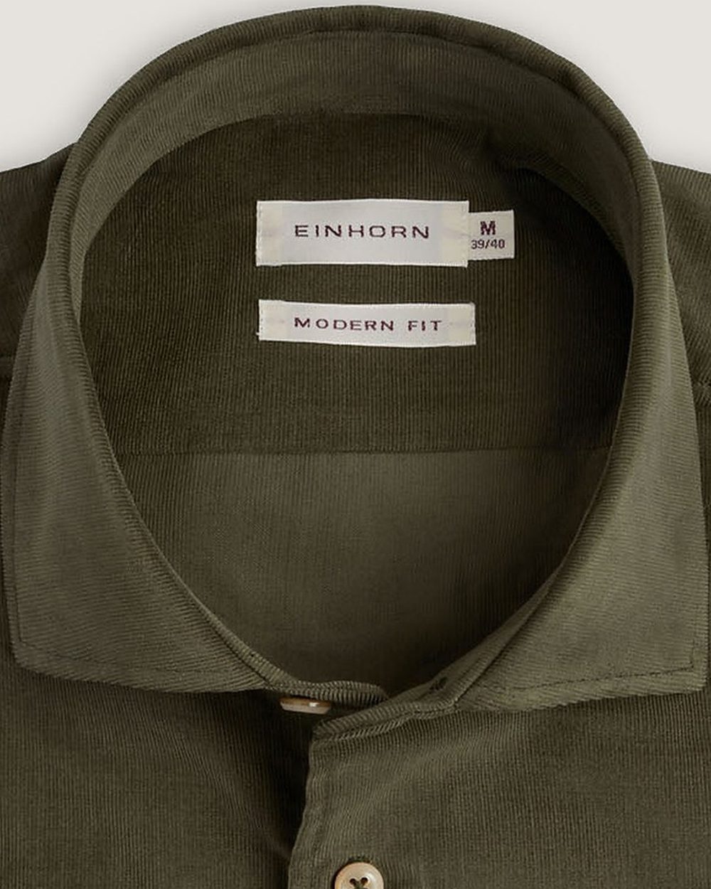 Hemd Modern Fit Babycord Grün, Detail Kragen