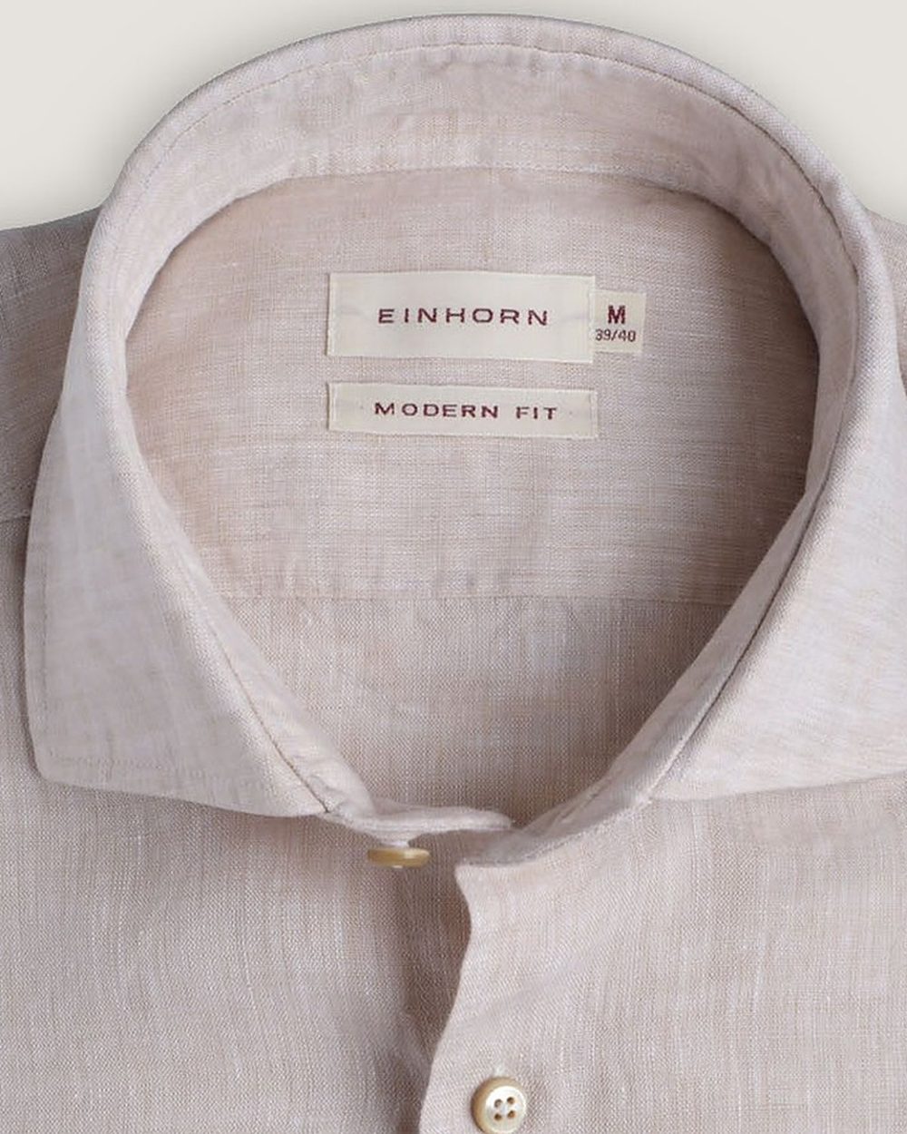 Leinenhemd Modern Fit Beige, Detail Kragen