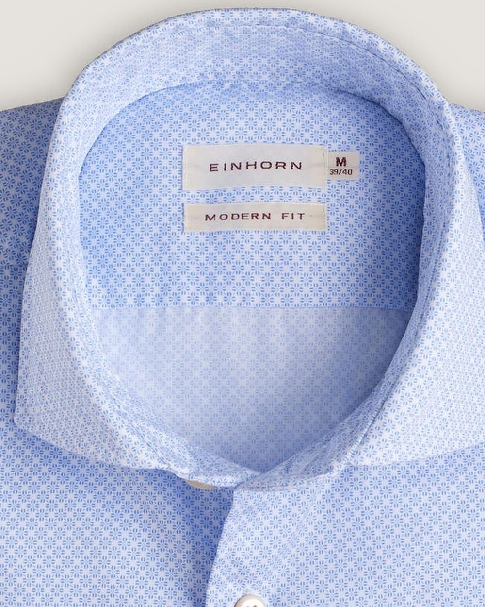 Hemd Modern Fit Mikroprint Blau, Detail Kragen