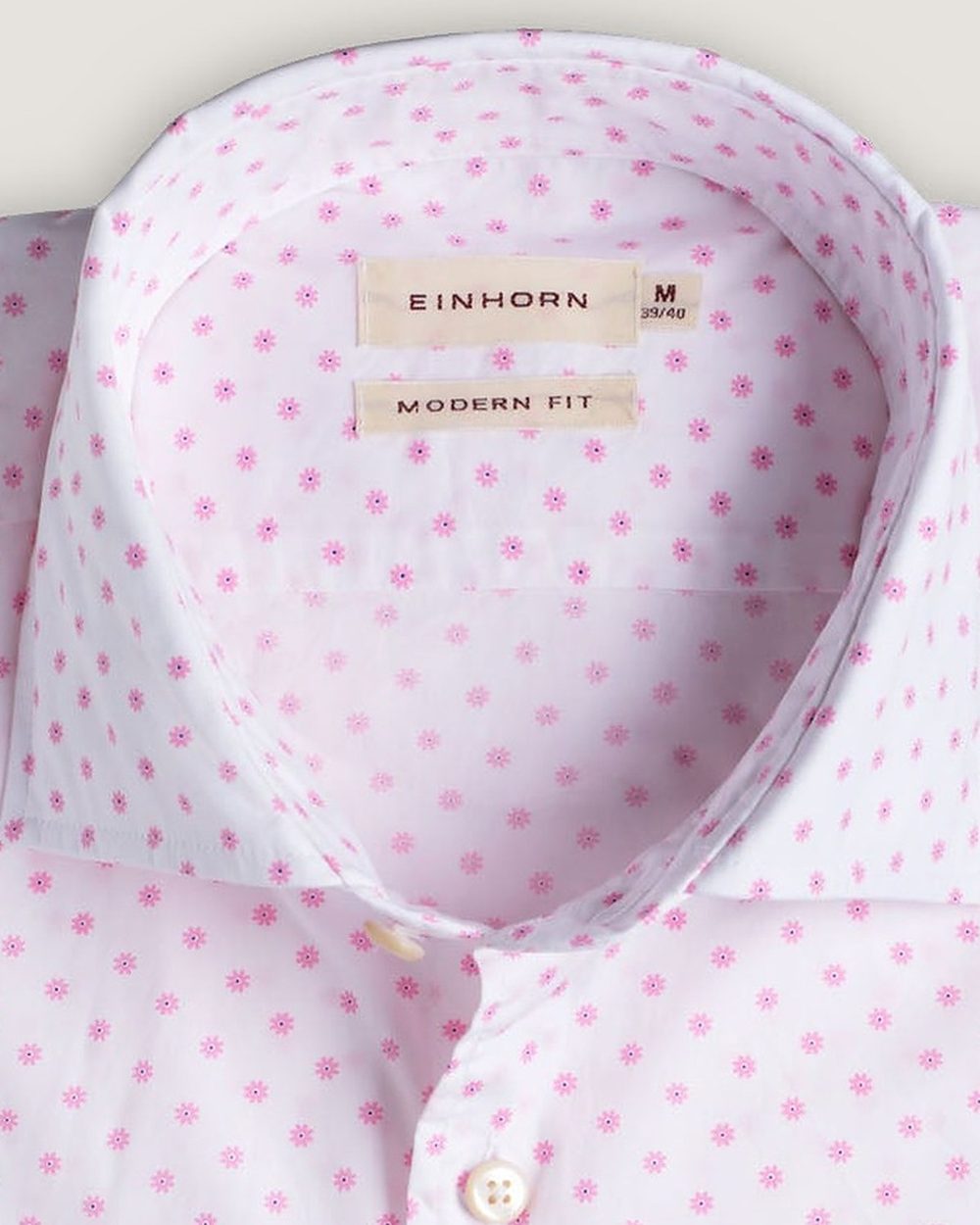 Hemd Modern Fit Blumenprint Rosa, Detail Kragen