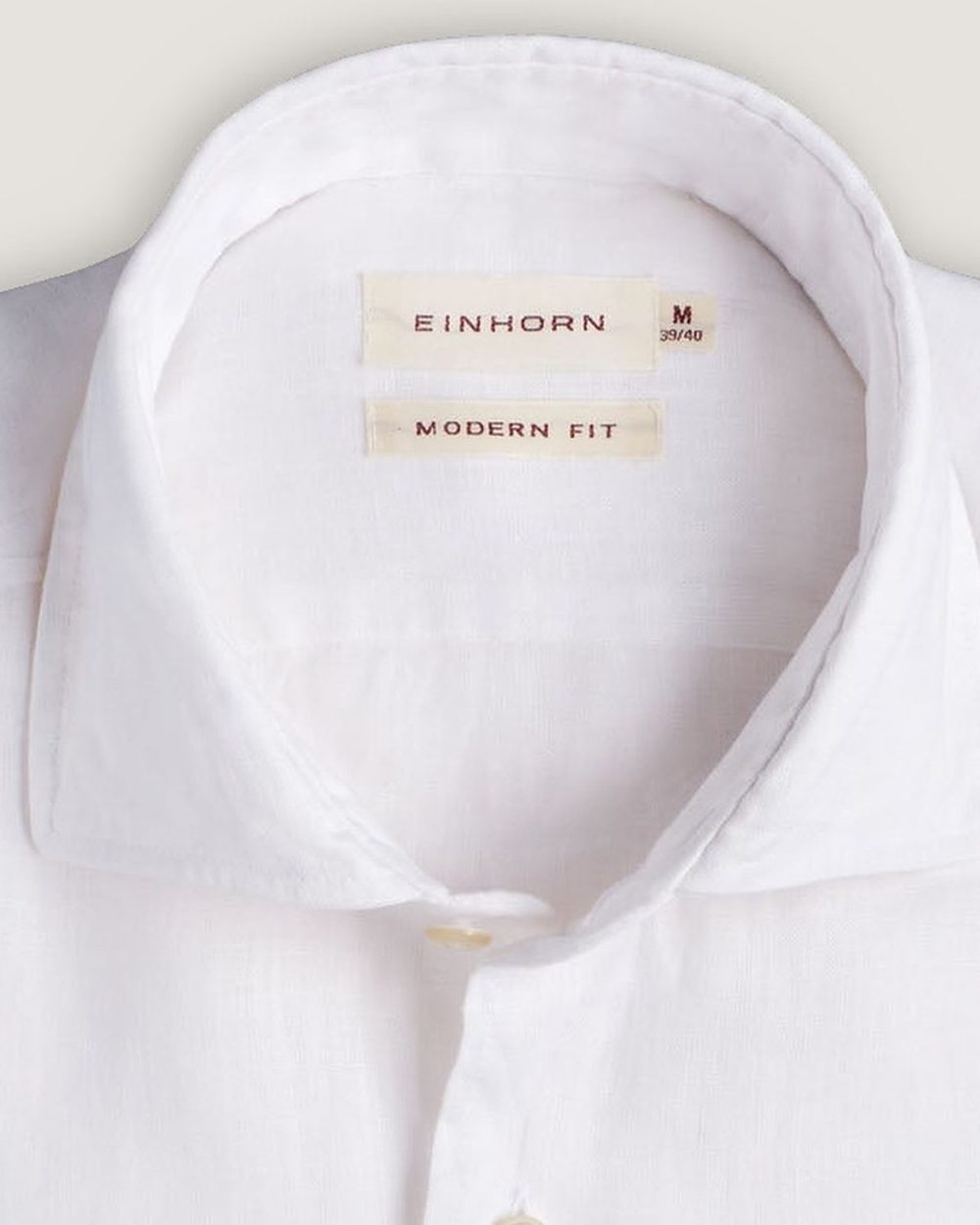 Leinenhemd Modern Fit Weiss, Detail Kragen