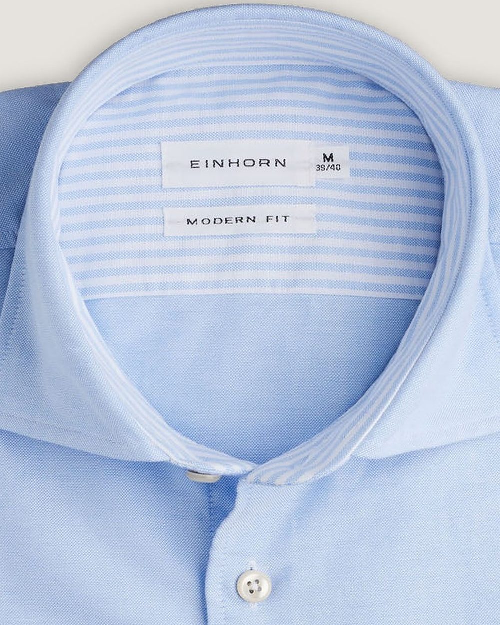 Oxfordhemd Modern Fit Hellblau mit Kontrast, Detail Kragen