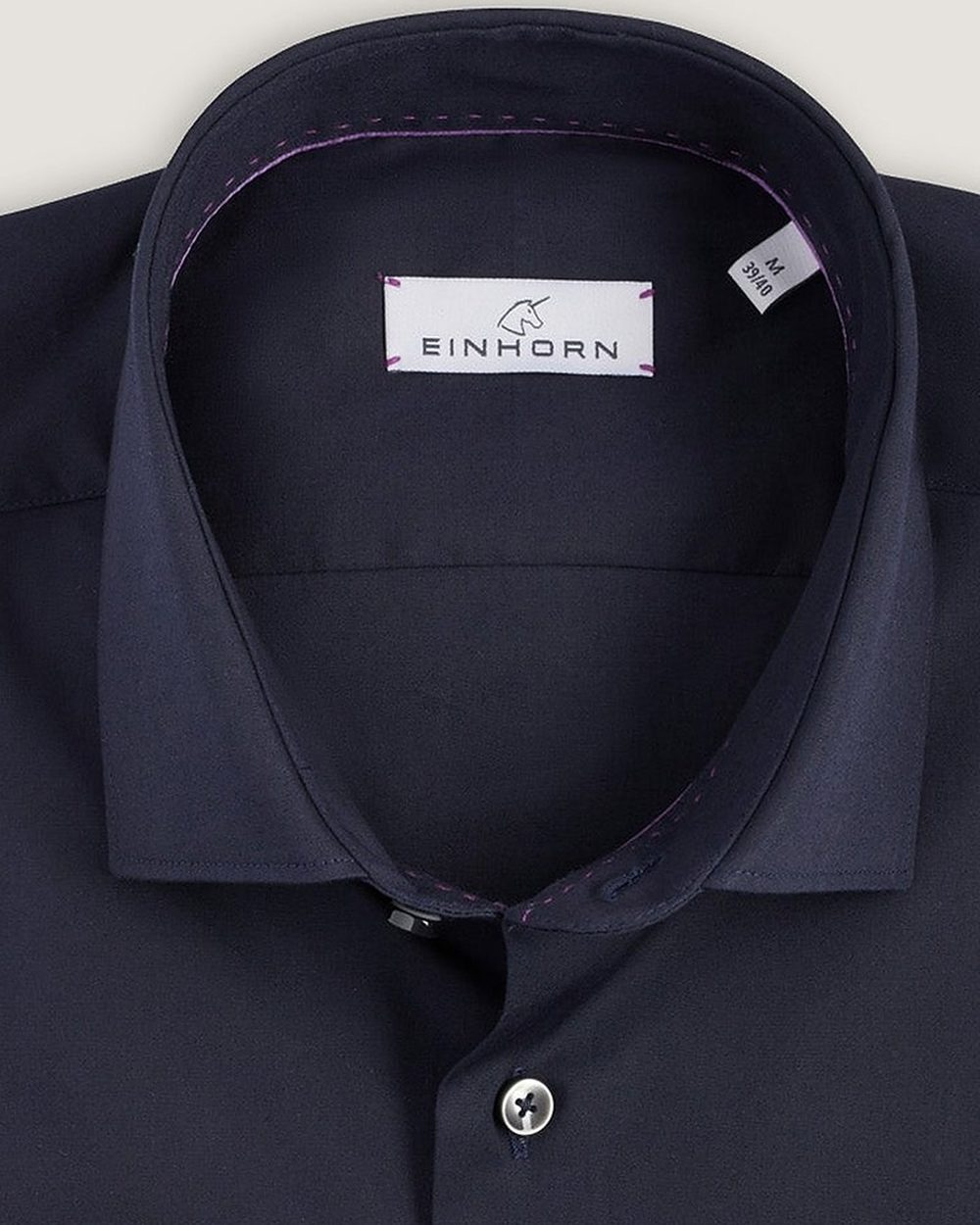 Hemd Body Fit Stretch Navy, Detail Kragen