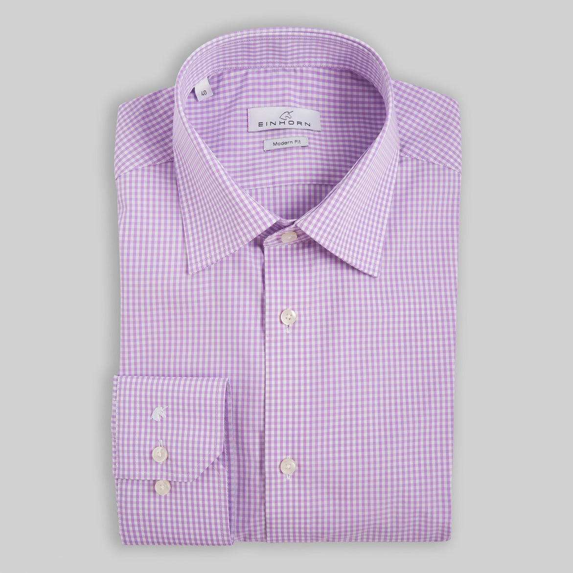 Kariertes Easy Iron Einhorn Hemd Flieder Zeitgemäße Passform Masstabelle 100% Poplin Cotton Kragen Jamie Fit Modern Easy Iron Article 340317185/10