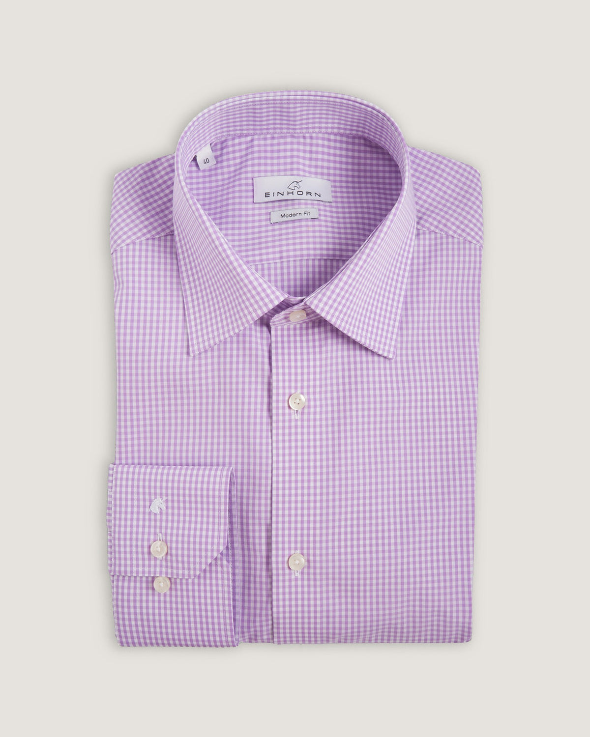 Kariertes Easy Iron Einhorn Hemd Flieder Zeitgemäße Passform Masstabelle 100% Poplin Cotton Kragen Jamie Fit Modern Easy Iron Article 340317185/10