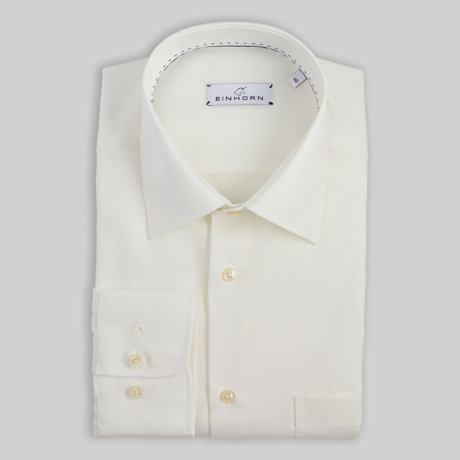 Creme Bügelfreies Einhorn Hemd Klassische Passform 100% Poplin Cotton Kragen Kent Fit Regular Fit Derby Non Iron / Bügelfrei Artikel 11305/10