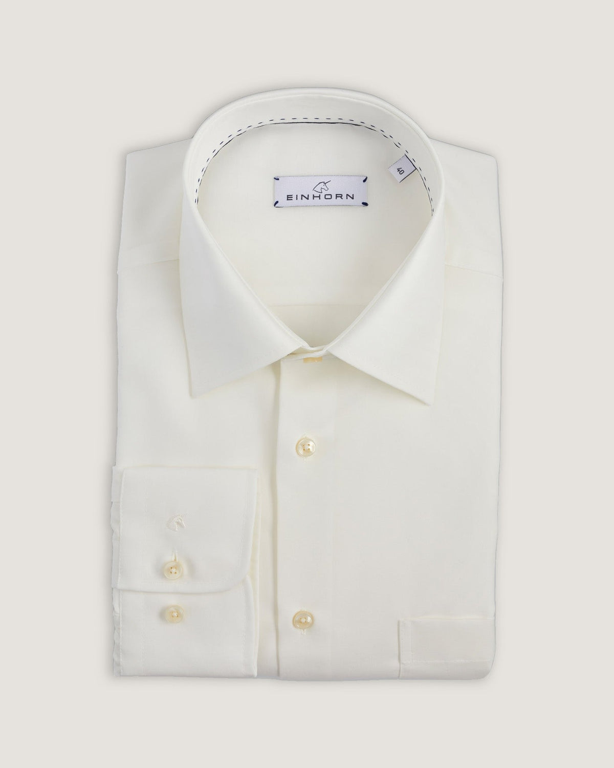 Creme Bügelfreies Einhorn Hemd Klassische Passform 100% Poplin Cotton Kragen Kent Fit Regular Fit Derby Non Iron / Bügelfrei Artikel 11305/10