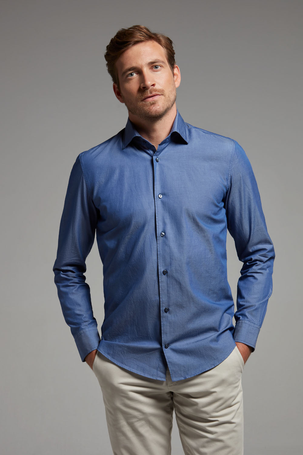 Hemd Modern Fit Twill Blau