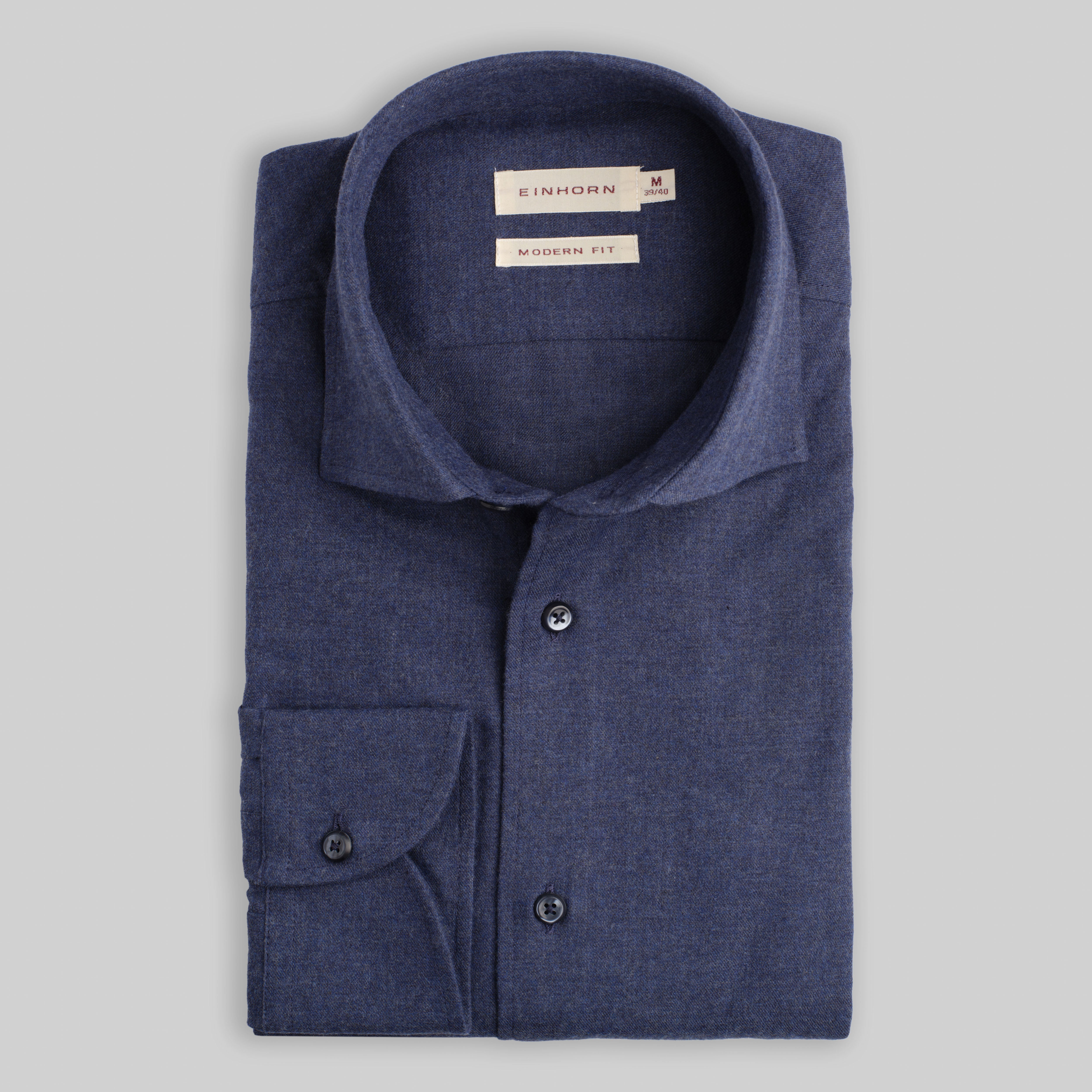 Modern Fit Flanellhemd blau