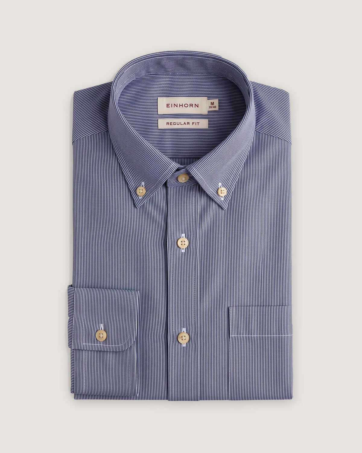 Hemd Regular Fit Mikro Karo Navy mit Button Down und Brusttasche