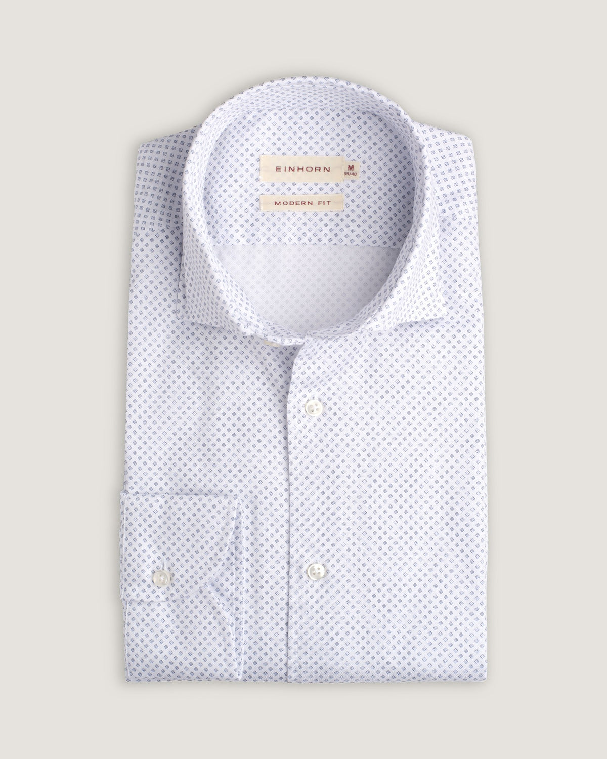 Hemd Modern Fit Mikroprint Weiss/Blau