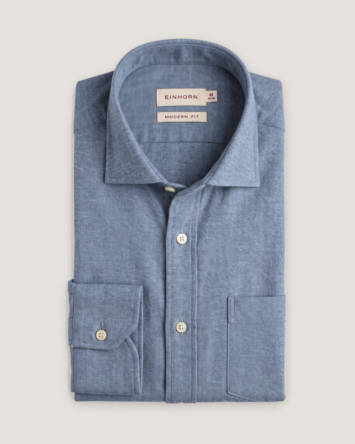 Hemd Modern Fit Flanell Hellblau mit Brusttasche