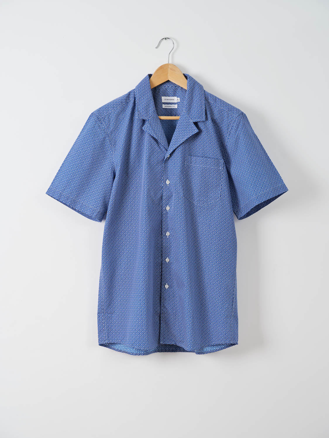 Resort Shirt Colin Gewaschen floralem Print Navy / Weiss
