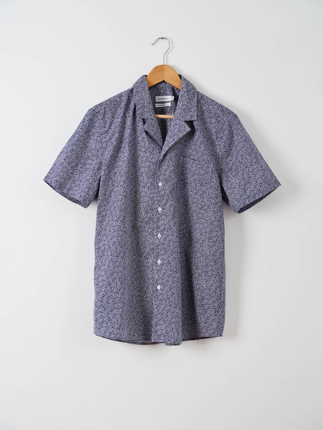 Resort Shirt Gewaschen Floralem Print Navy / Weiss