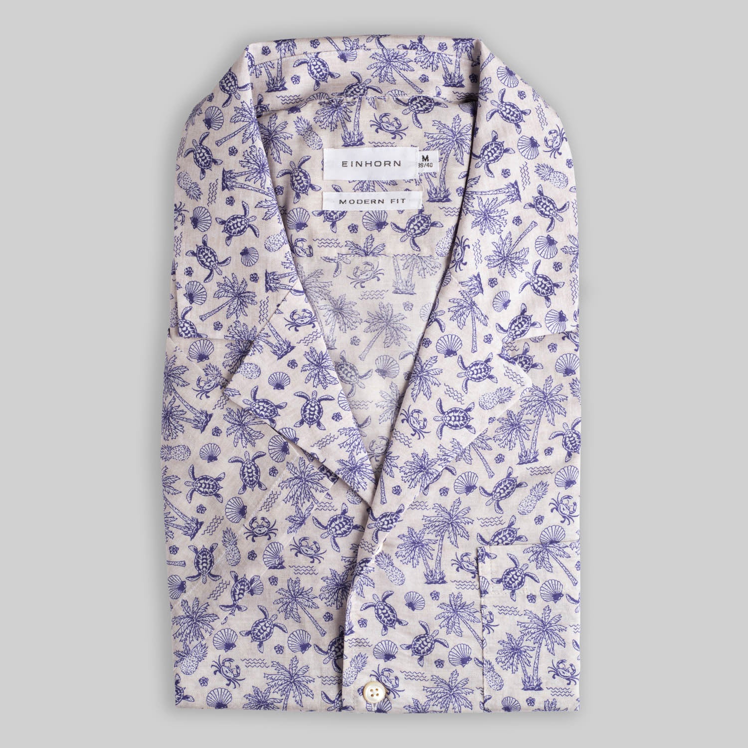 Kurzarmhemd Colin Gewaschen Print Blau