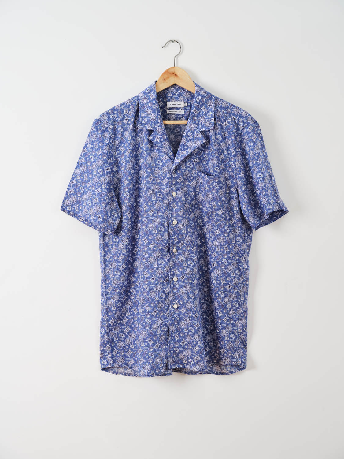 Resort Shirt Gewaschen Print Blau
