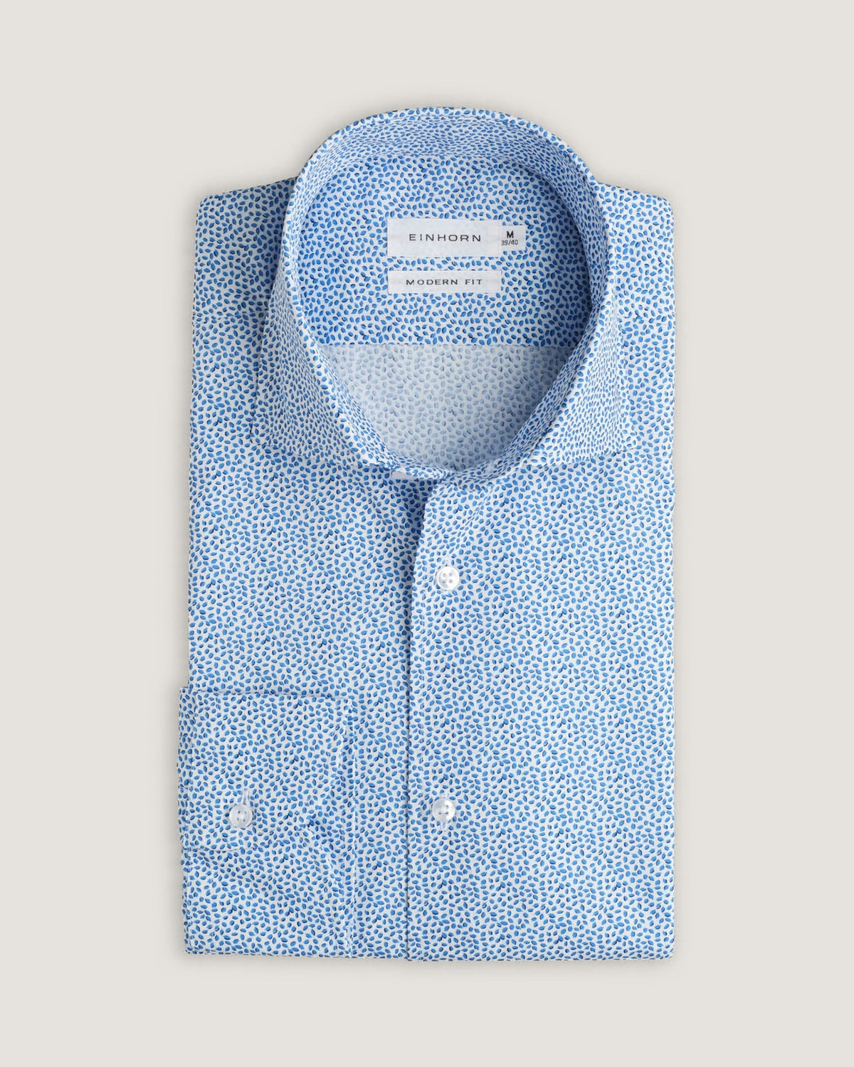 Hemd Modern Fit Gewaschen Print Blau/Weiss