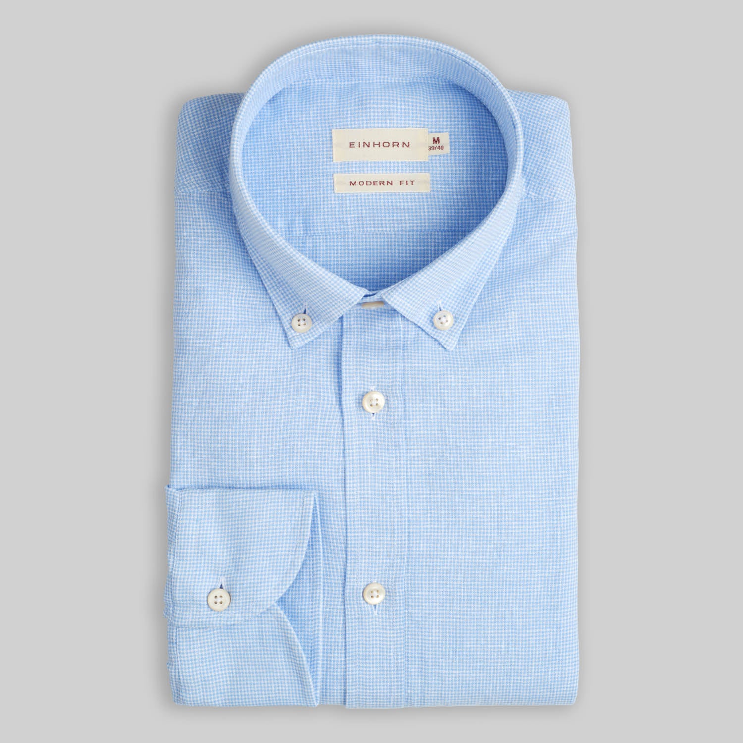 Hemd Modern Fit Leinen Blau mit Button Down