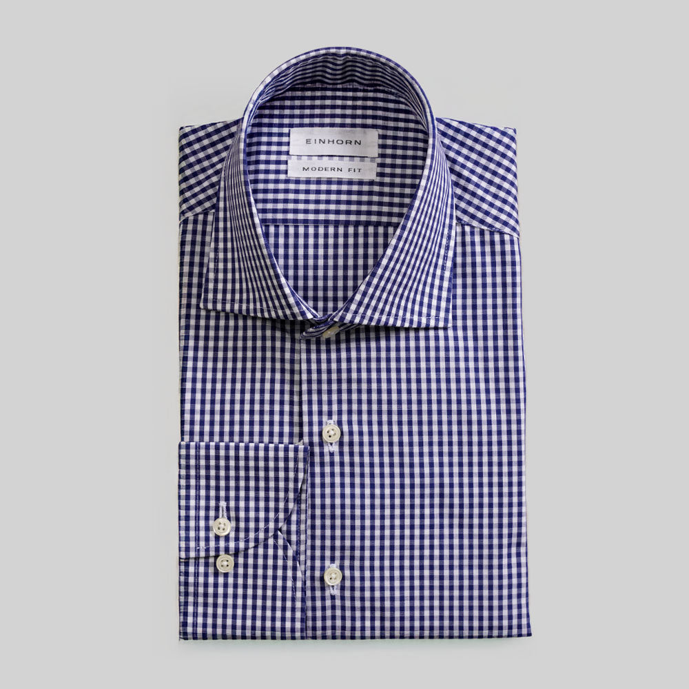 Blau-weiss karierte Hemd im Modern Fit
