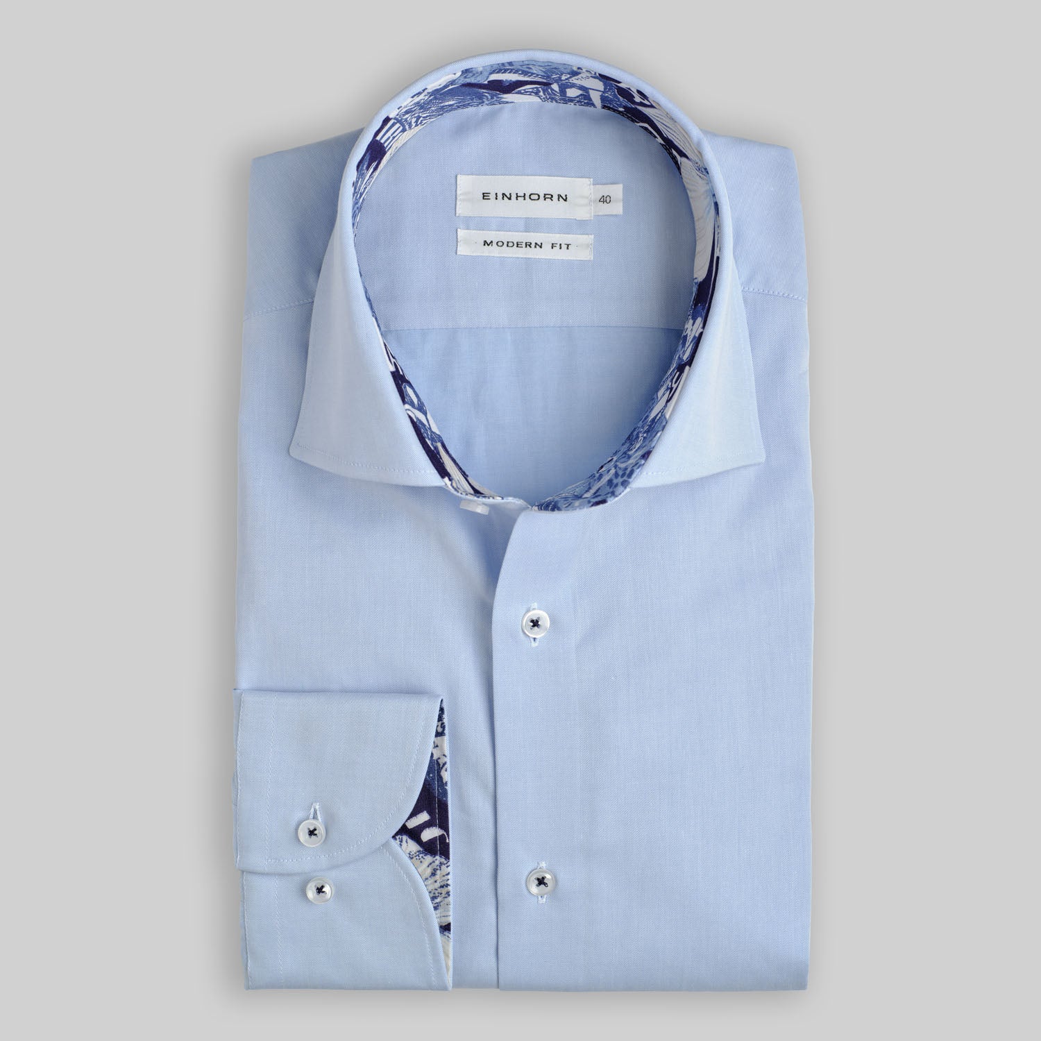 hellblaues hemd mit kontrast bügelfrei knitterfrei hellblau muster einhorn hemden herrenhem